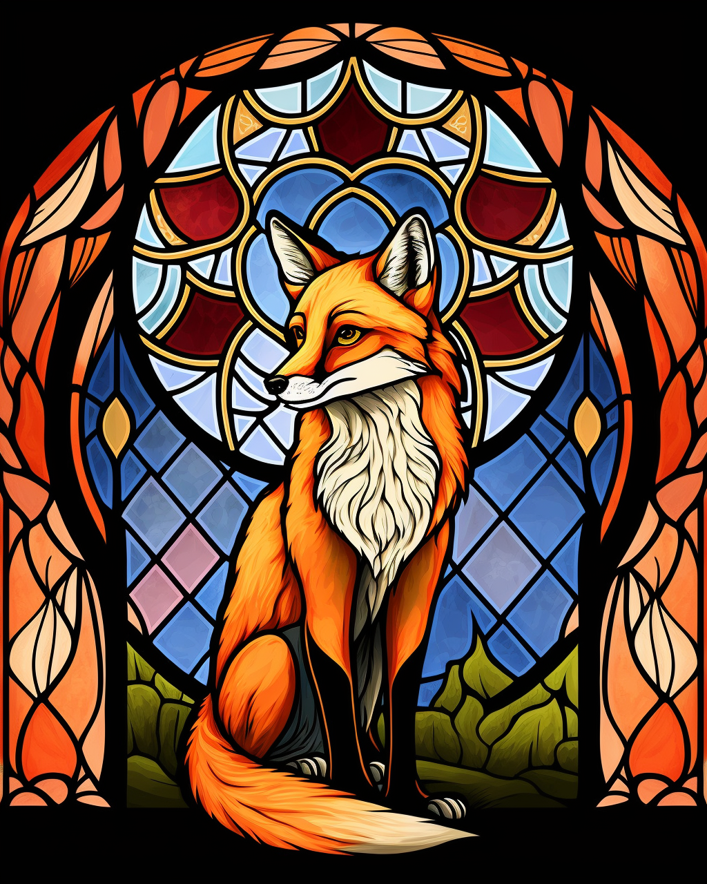 Abstract Redfox Panel Diamond Art Kit