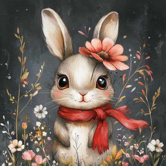 Pink Bow Bunny Diamond Art Kit