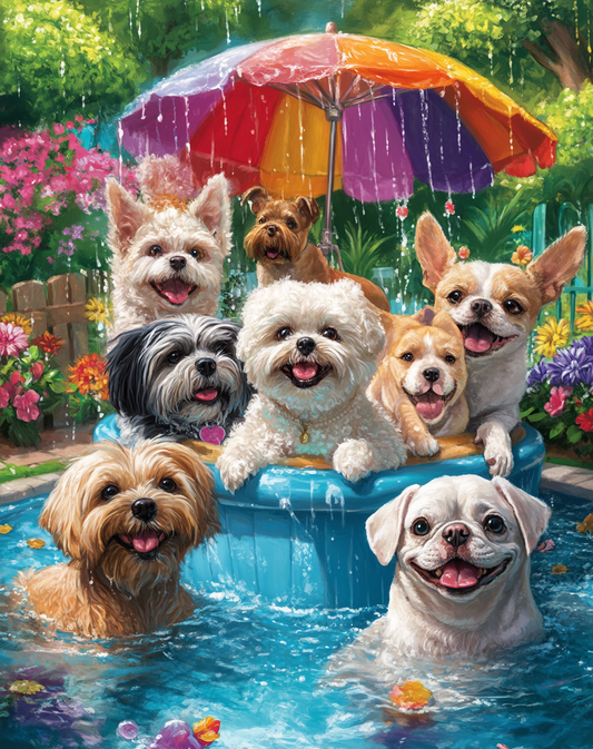 Pool Party Puppies Rain Diamond Art Kit