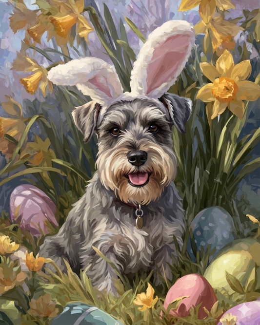 Pink Bunn Year Schnauzer Diamond Art Kit