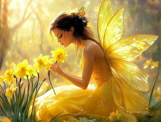 Fairy And Daffodils Diamond Art Kit