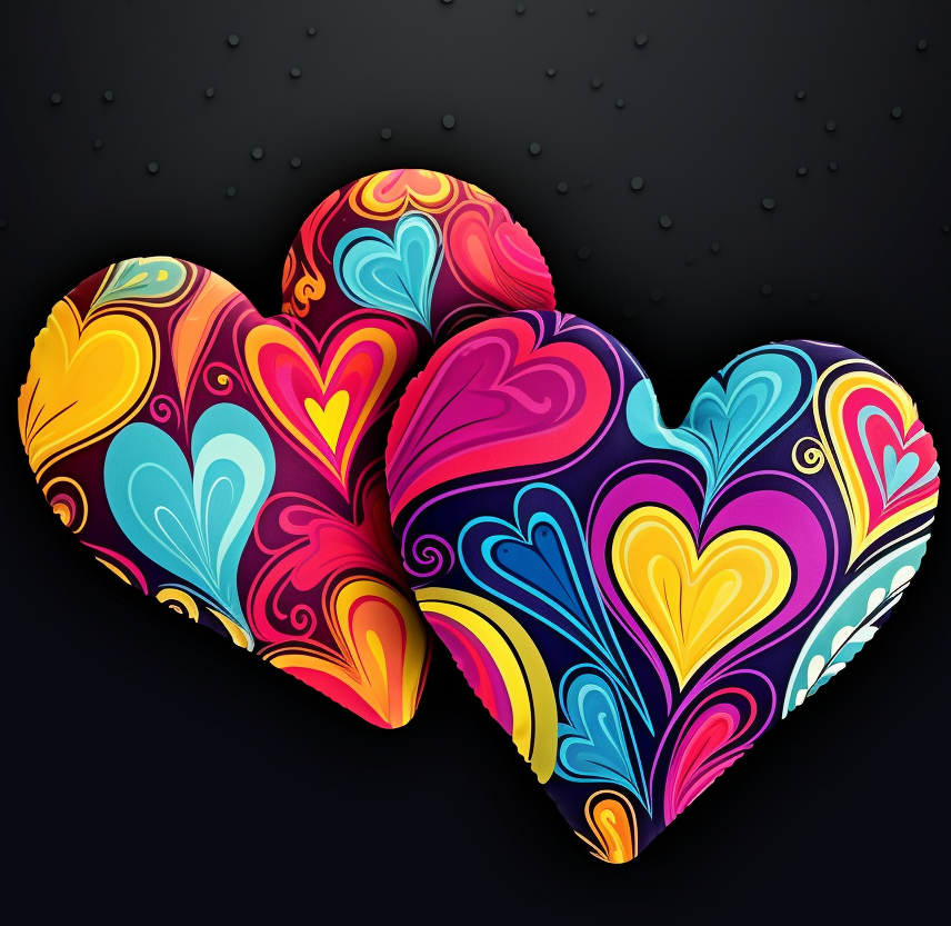 Two Joined Pattern Hearts Diamond Art Kit