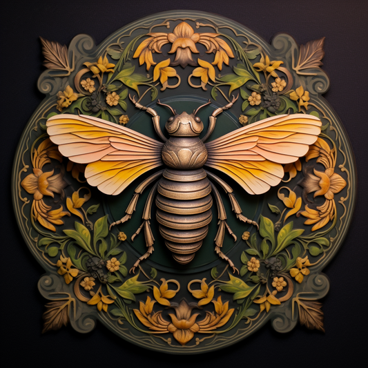 Mustard Flower Bronze Bee Diamond Art Kit