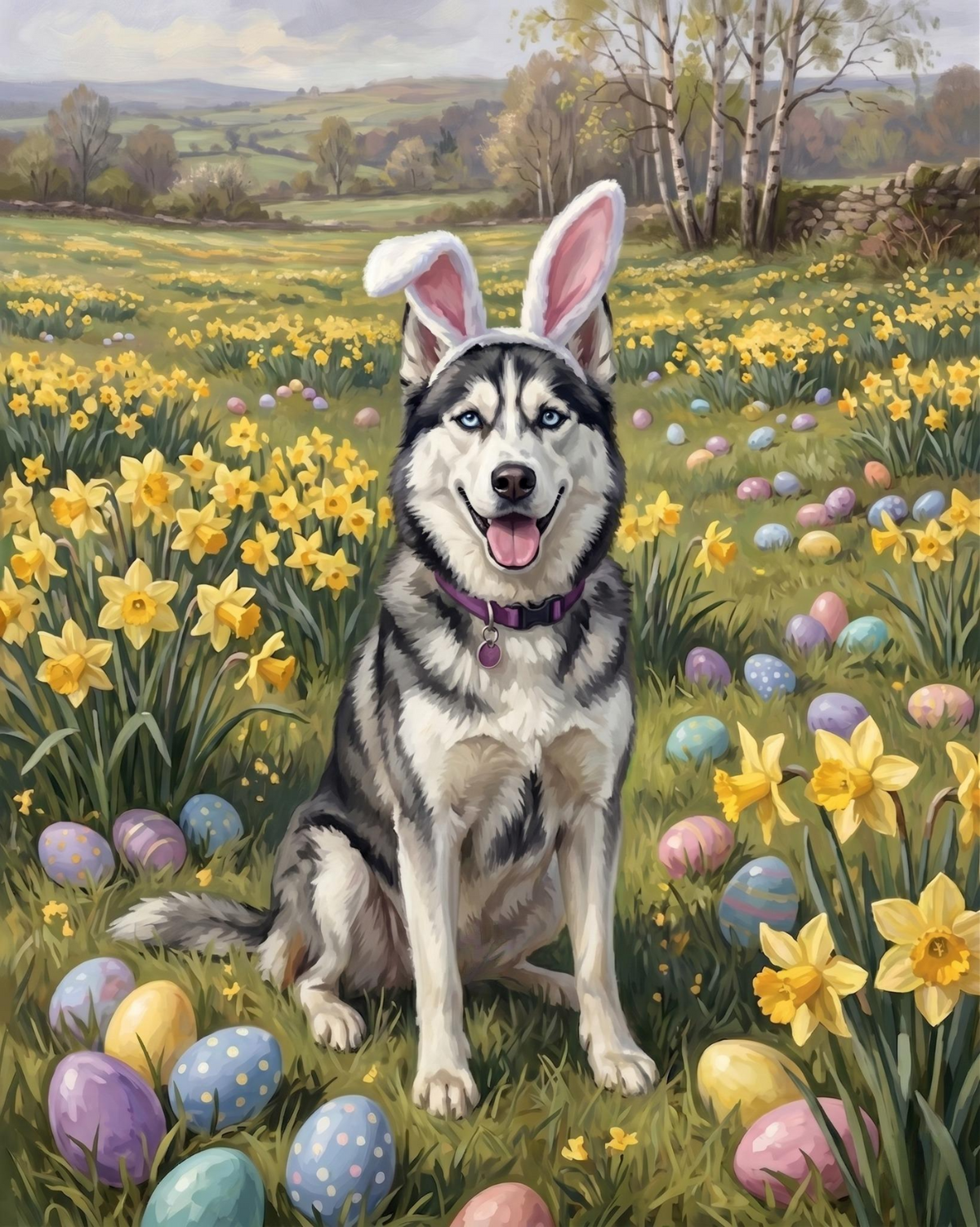 Pink Bunn Years Siberian Husky Diamond Art Kit