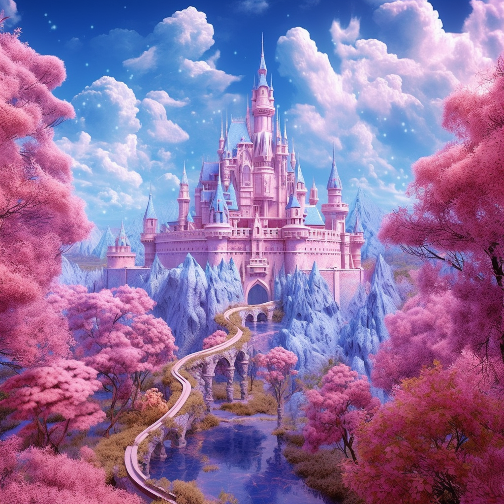 Blue Sky Pink Castle Diamond Art Kit