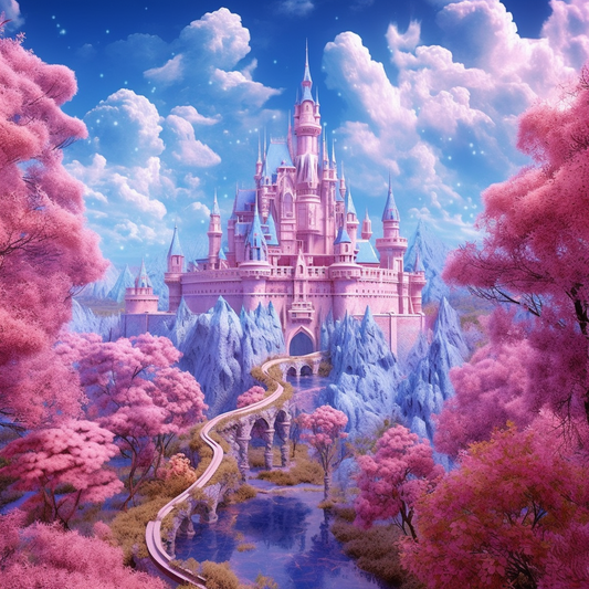 Blue Sky Pink Castle Diamond Art Kit