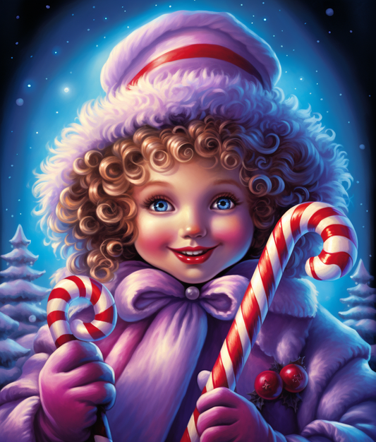 Candy Cane Little Girl Diamond Art Kit