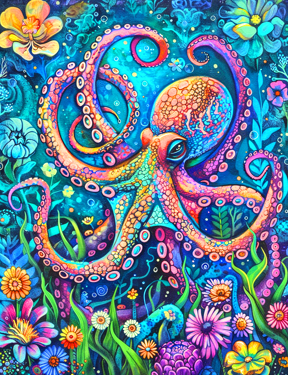 Purple Abstract Octopus Diamond Art Kit