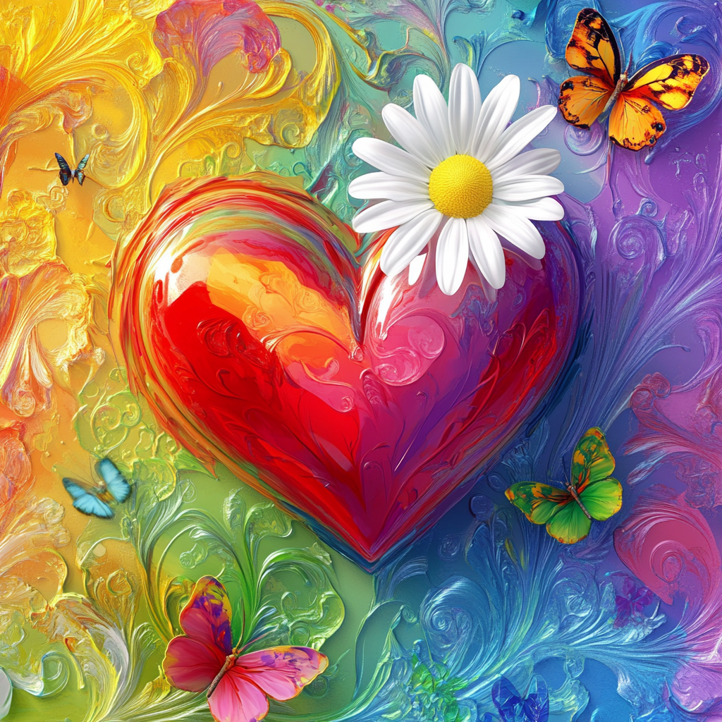 Red Heart And Daisy Diamond Art Kit