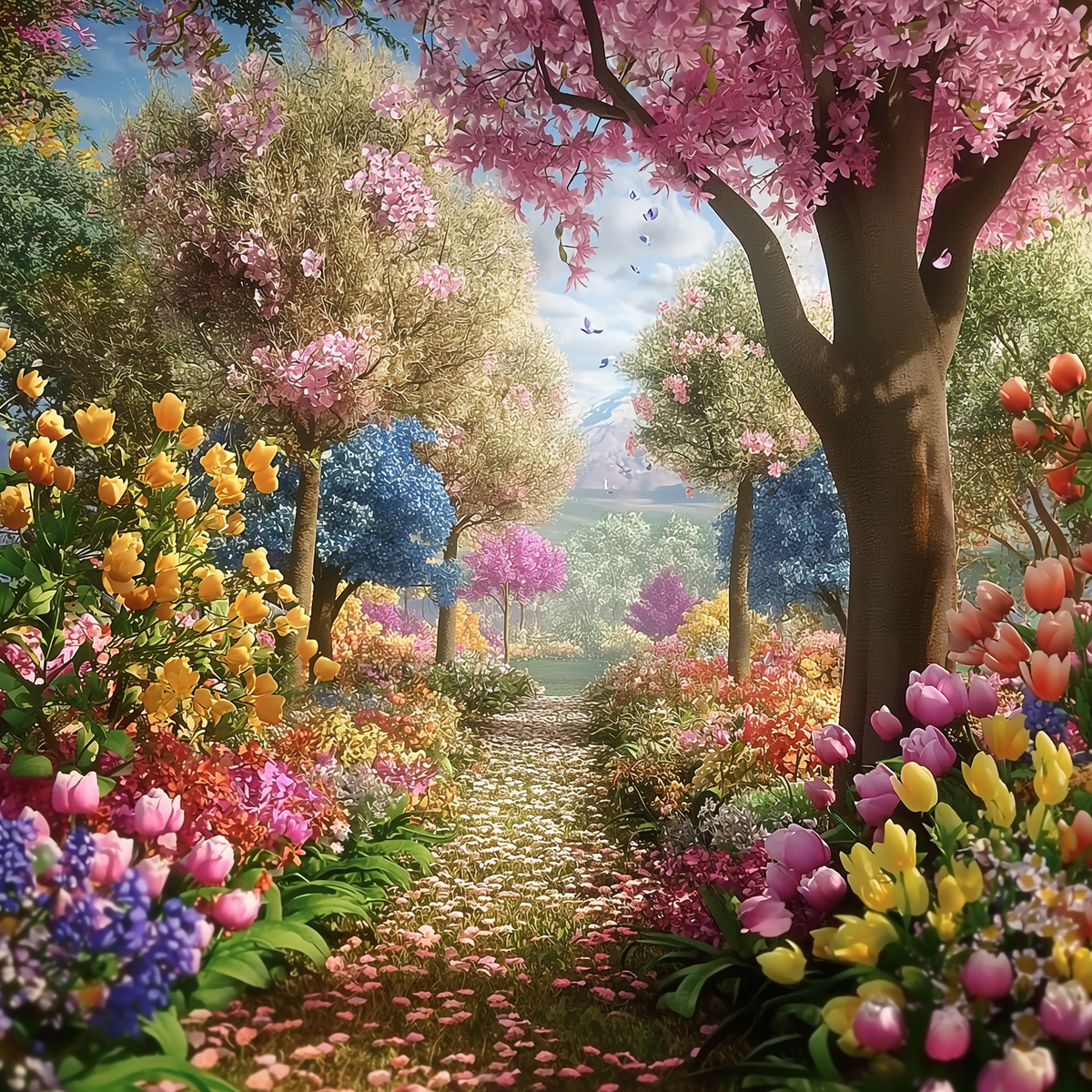 Springtime Flower Path Diamond Art Kit