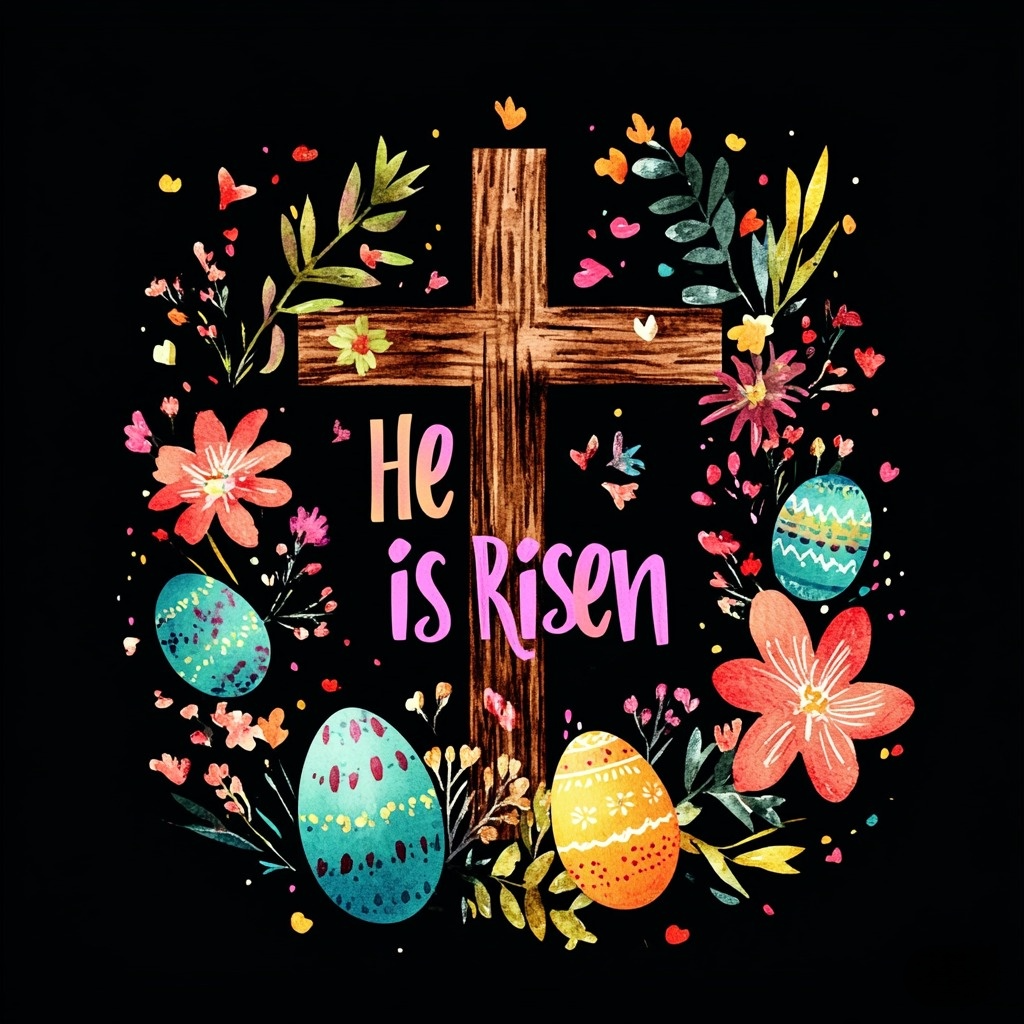 Brown Cross He Is Risen Diamond Art Kit