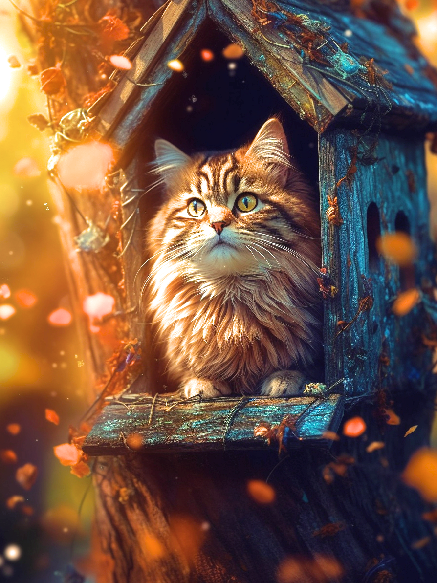 Birdhouse Cat Diamond Art Kit
