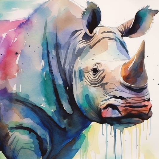 Watercolor Rhino Diamond Art Kit