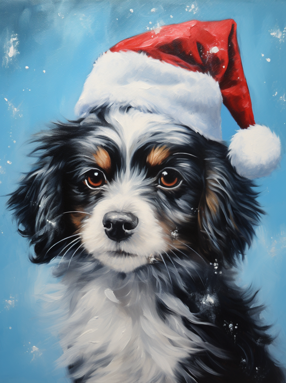 Black Tan Christmas Puppy Diamond Art Kit