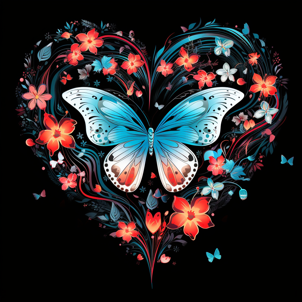Blue Wing Butterfly Heart Diamond Art Kit