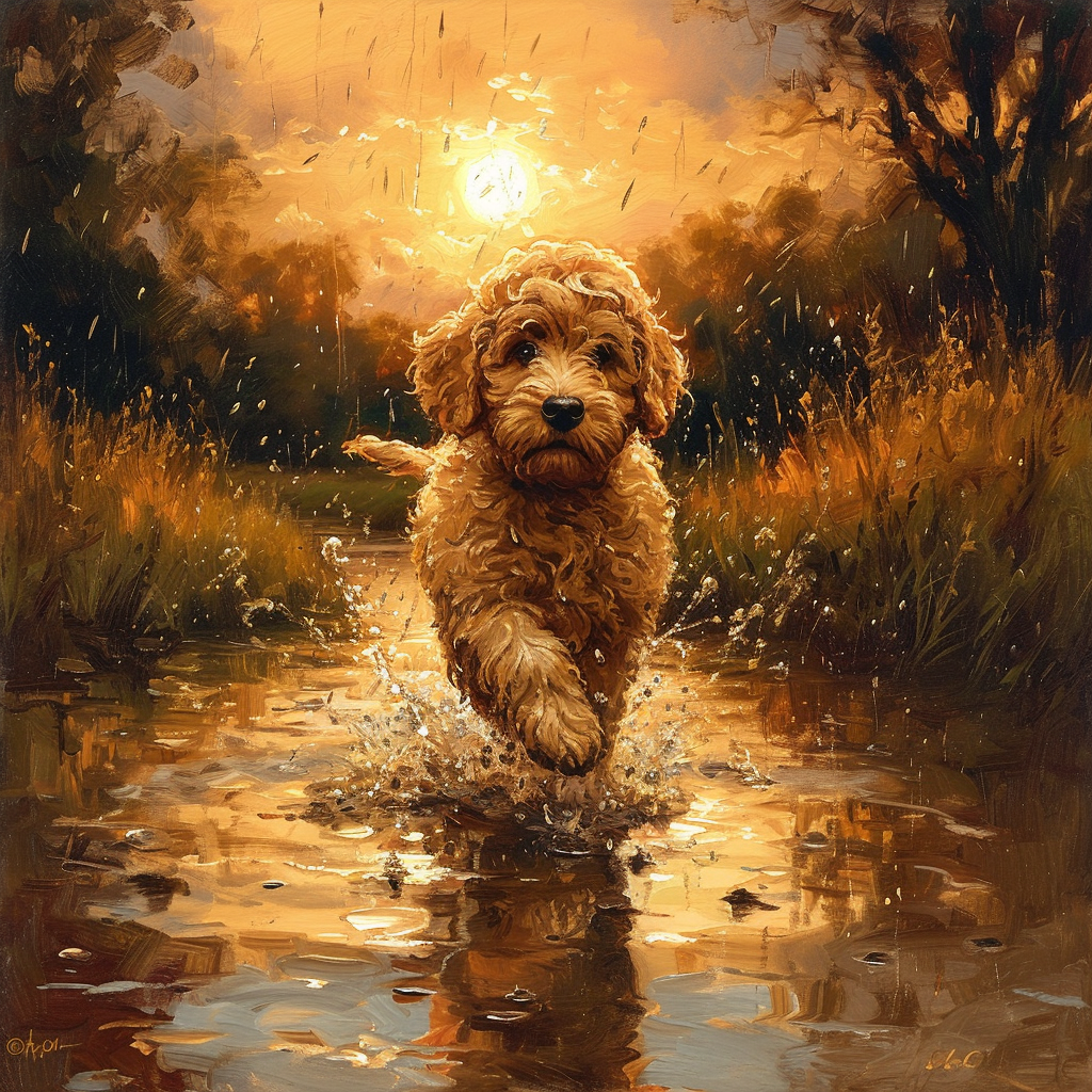 Labradoodle In The Rain Diamond Art Kit