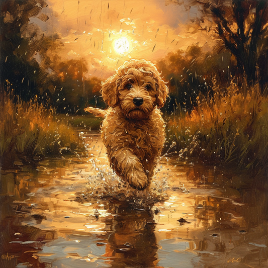 Labradoodle In The Rain Diamond Art Kit