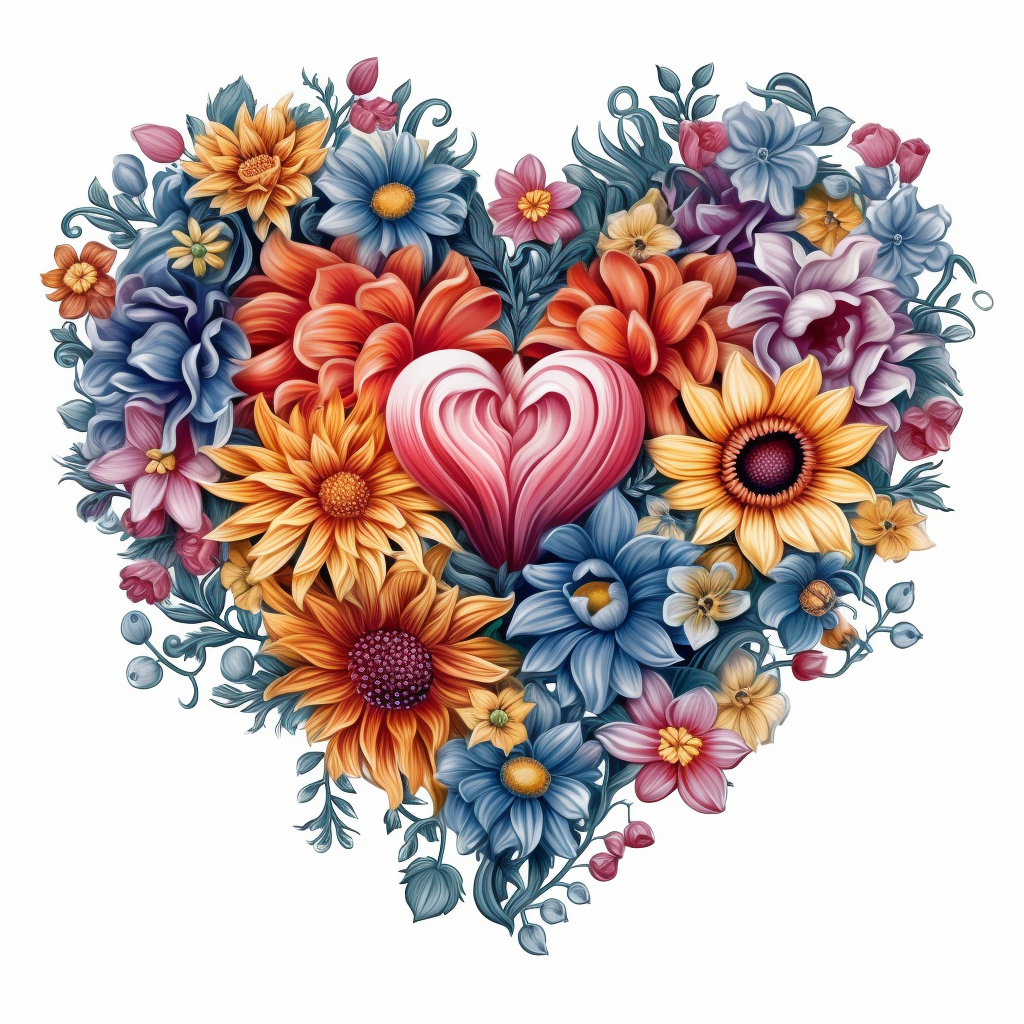Pink Heart Heart Of Flowers Diamond Art Kit