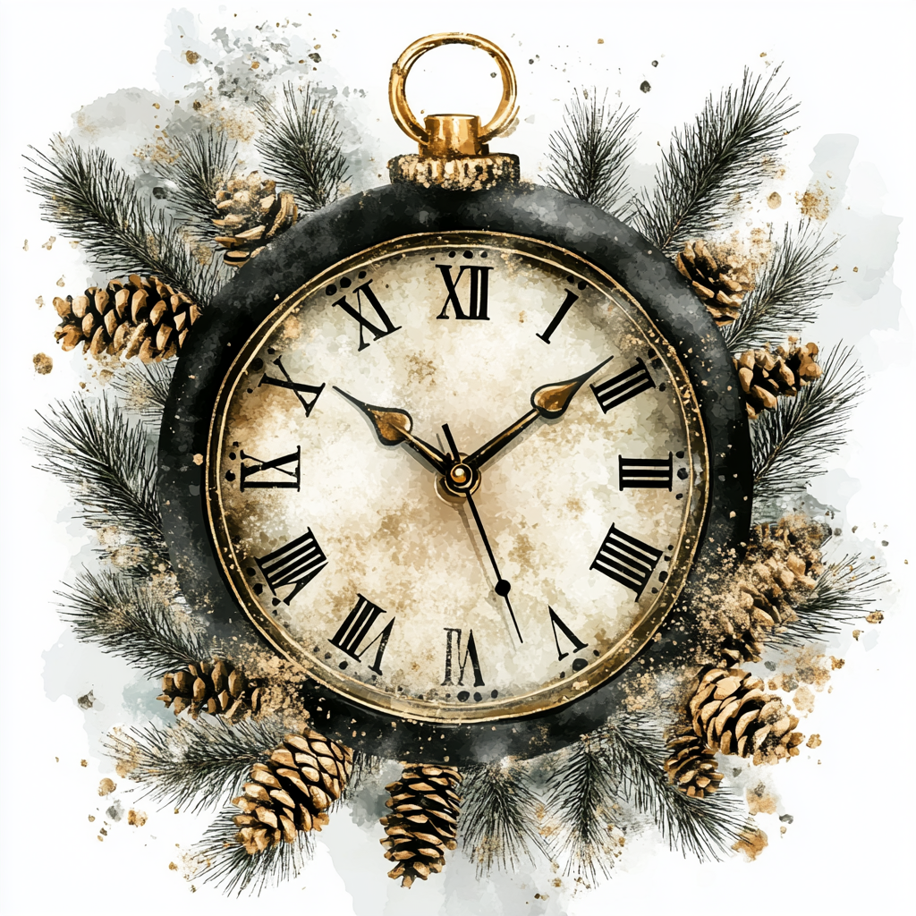Black Rim Pocket Watch Pinecones Diamond Art Kit