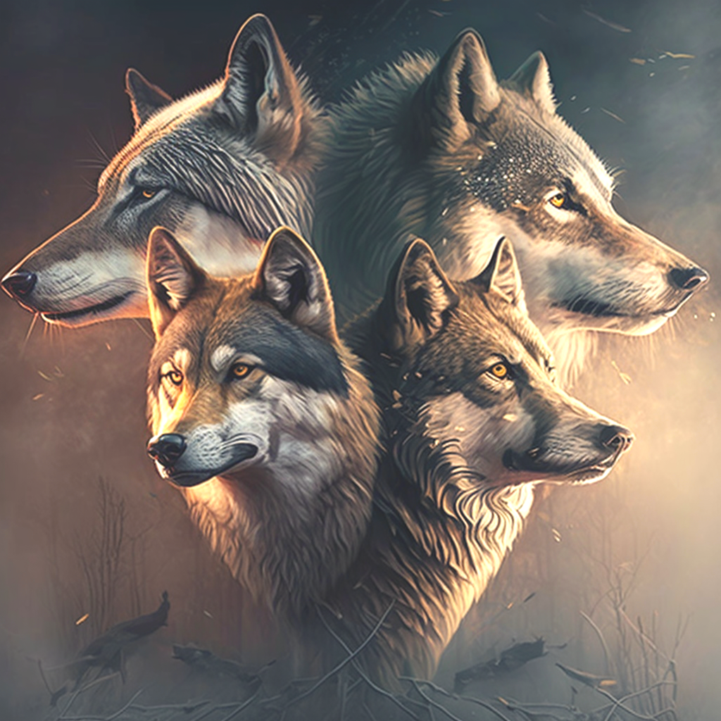 Four Wolves Collage Diamond Art Kit