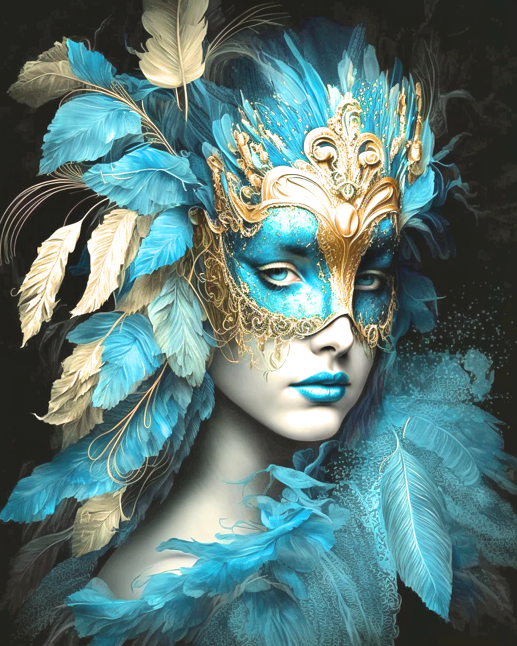 Side View Teal Mask Diamond Art Kit