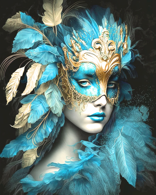 Side View Teal Mask Diamond Art Kit