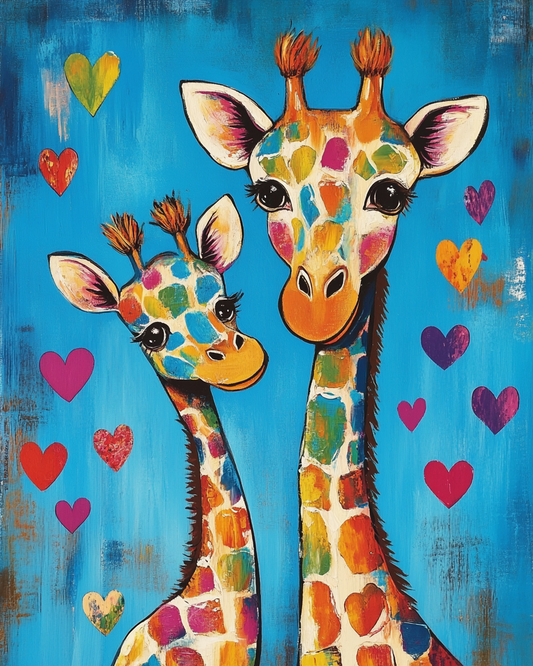 Giraffe Hearts Diamond Art Kit