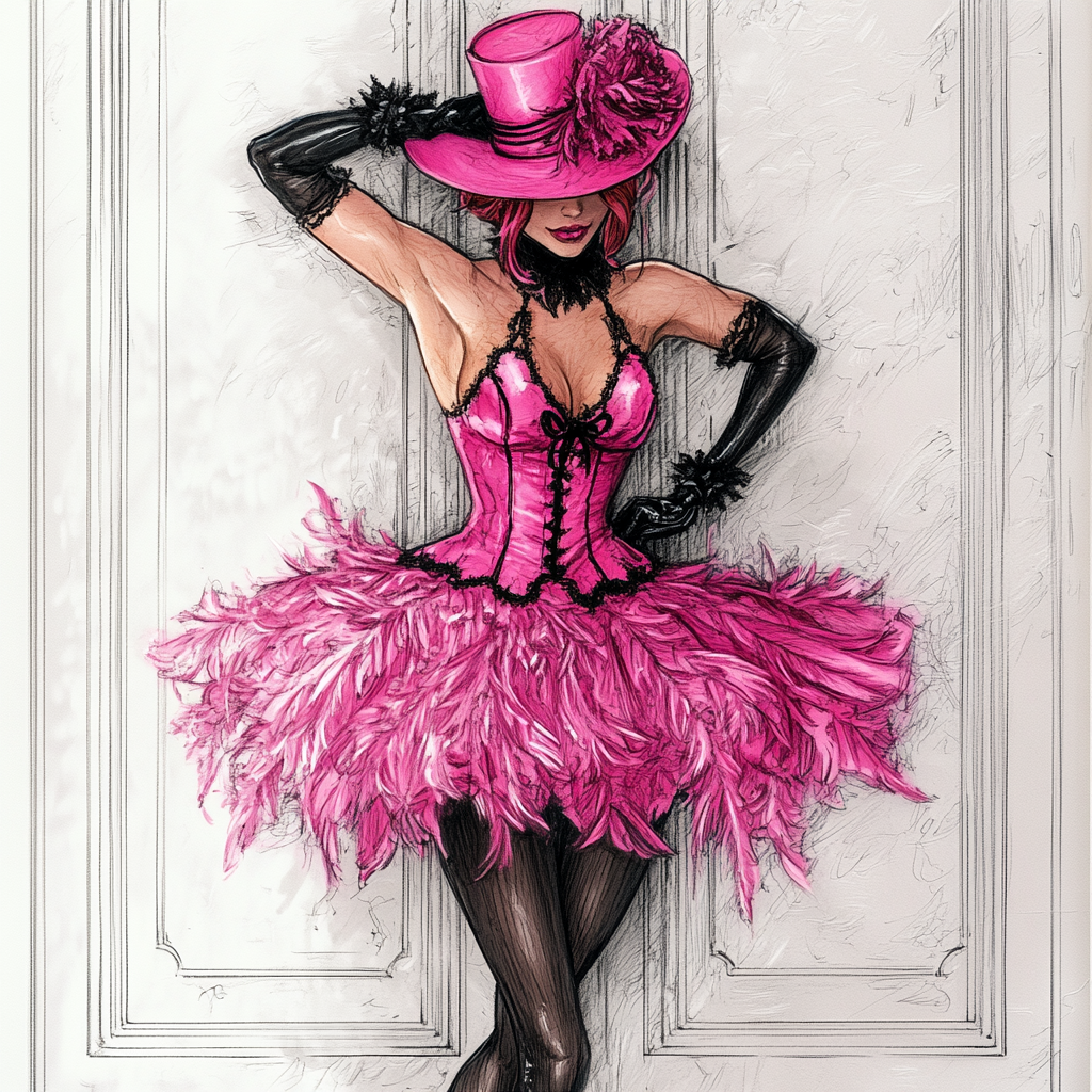 Pink Dress Burlesque Girl Diamond Art Kit
