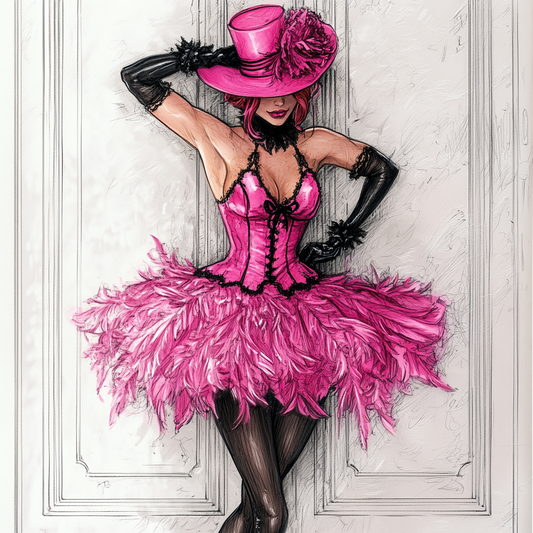 Pink Dress Burlesque Girl Diamond Art Kit