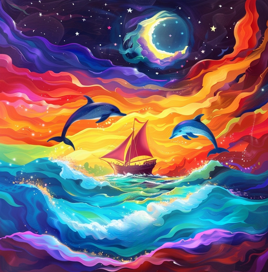 Ship Dolphin Abstract Diamond Art Kit