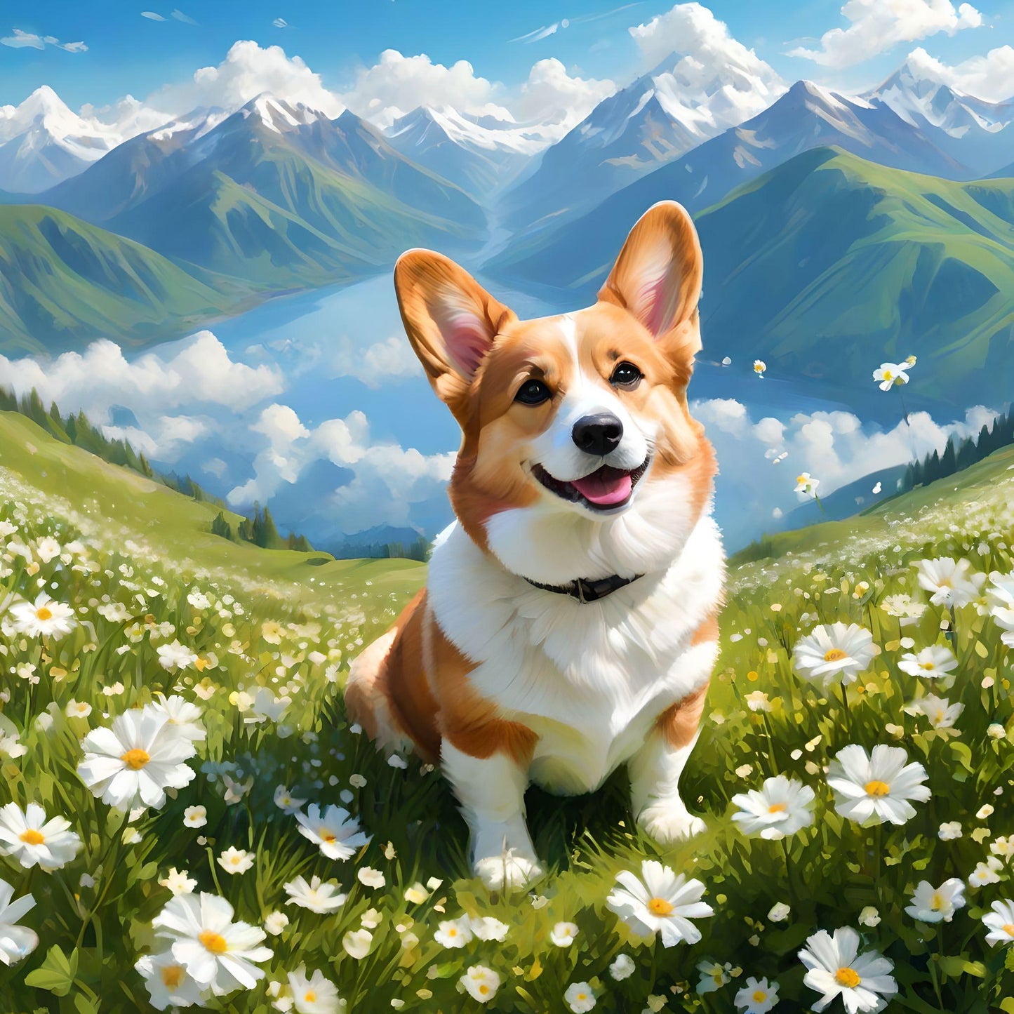 Welsh Corgi Meadow Diamond Art Kit