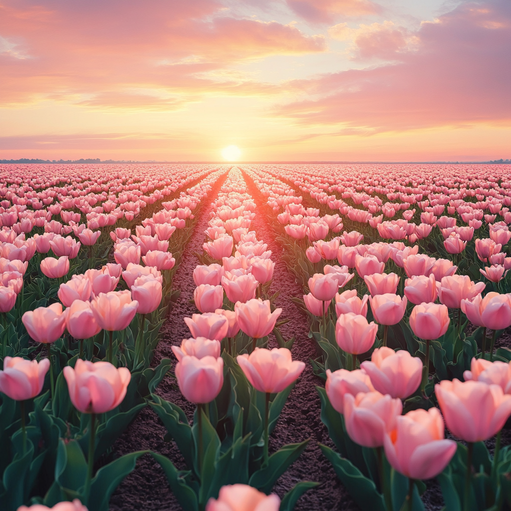 Rising Sun Pink Tulips Diamond Art Kit