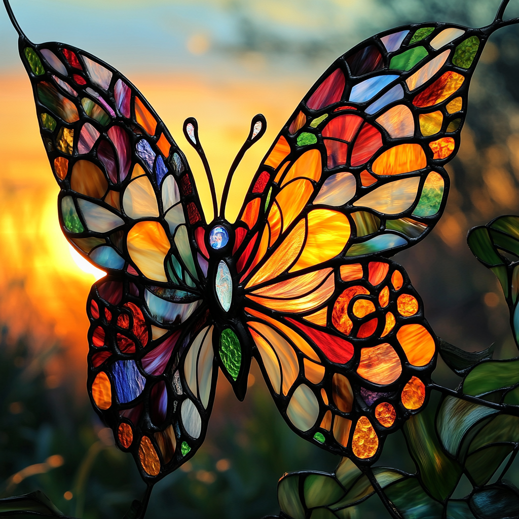 Sunset Colorful Butterfly Abstract Diamond Art Kit
