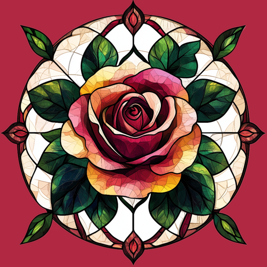 Red Yellow Abstract Rose Diamond Art Kit