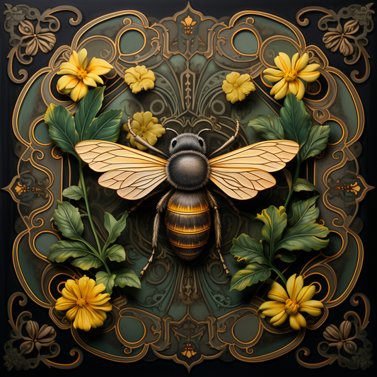 Yellow Flower Bee Design Diamond Art Kit