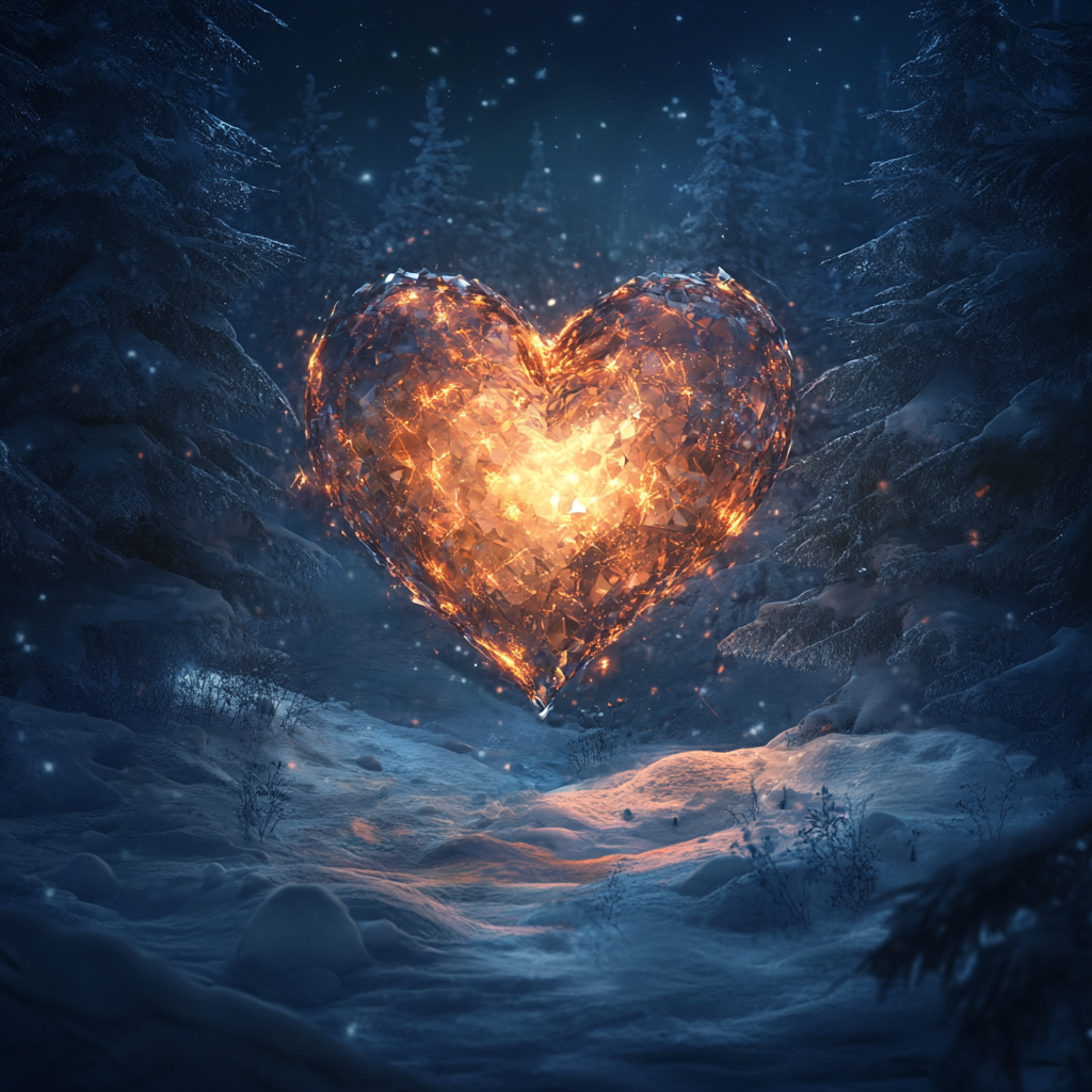 Fiery Heart In The Snow Diamond Art Kit