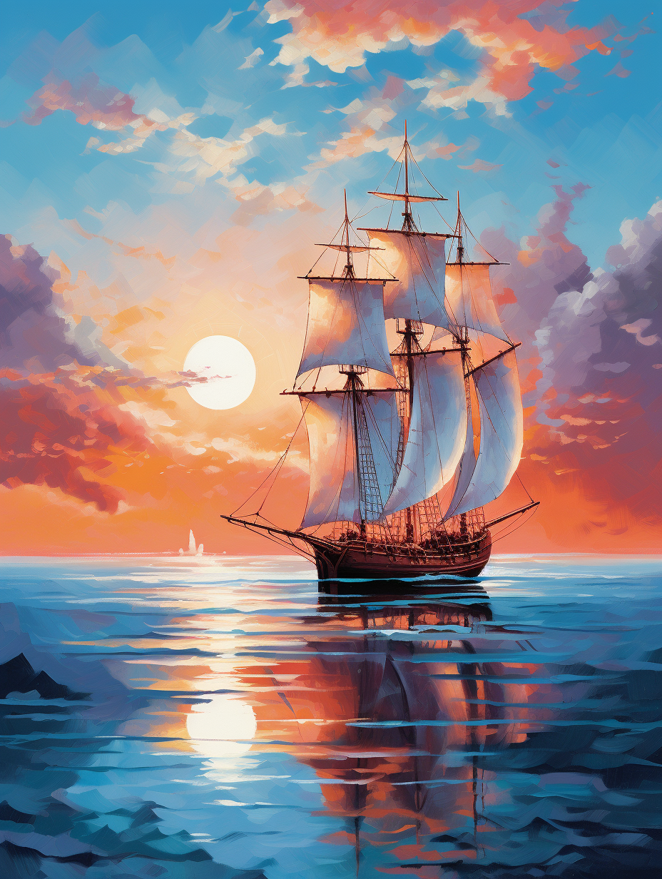 Blue Sky Clouds Ship Diamond Art Kit