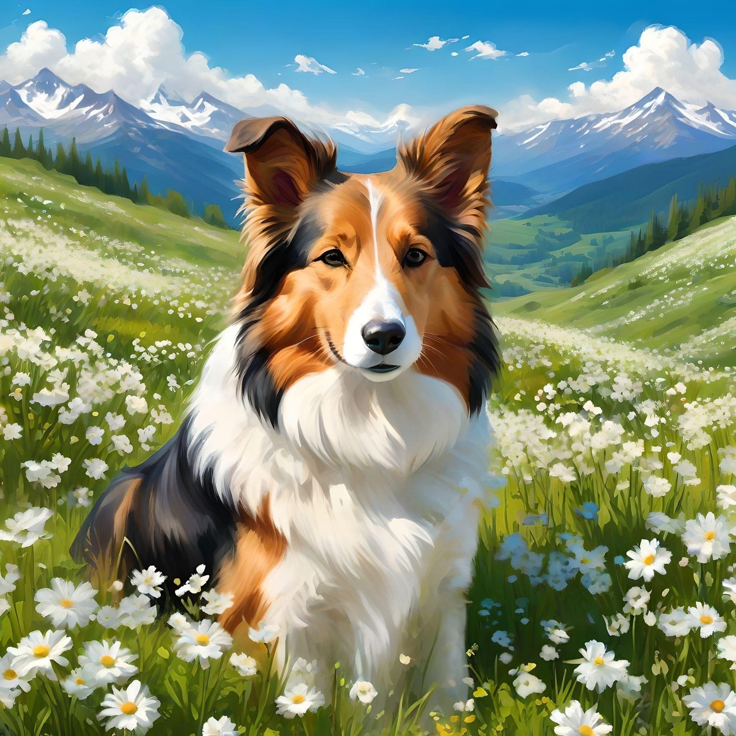 Collie In The Meadow Diamond Art Kit
