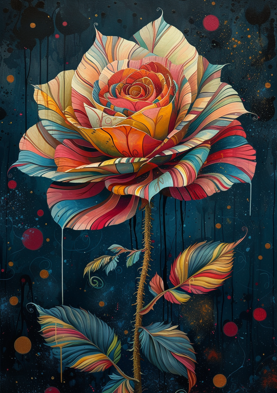 Abstract Striped Rose Diamond Art Kit