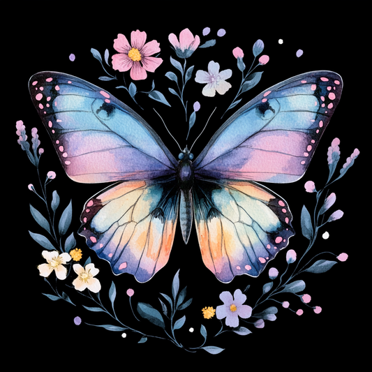 Colorful Shades Butterfly And Flowers Diamond Art Kit