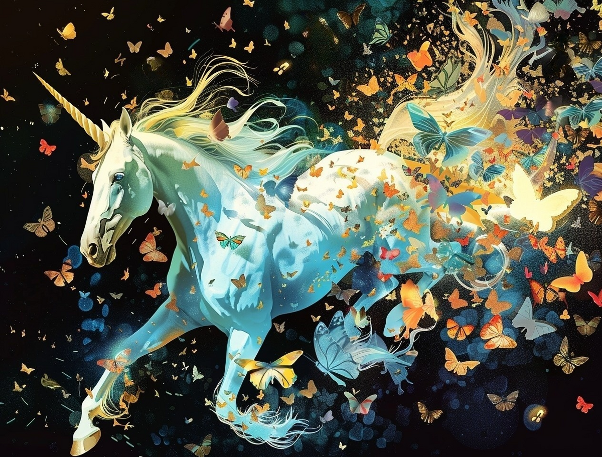 Butterfly Burst White Unicorn Diamond Art Kit