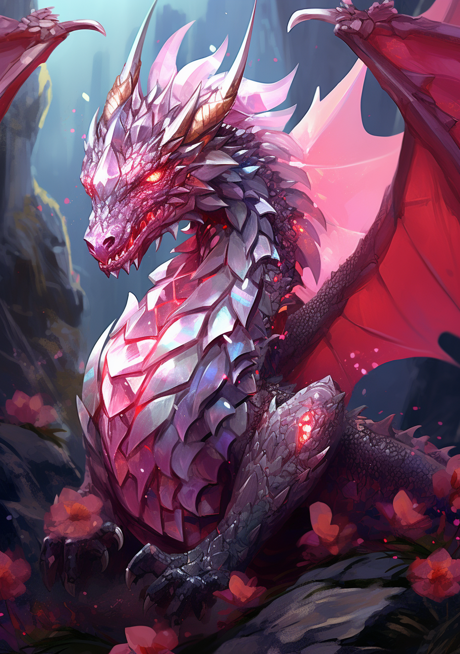 Red Dragon Red Flowers Diamond Art Kit