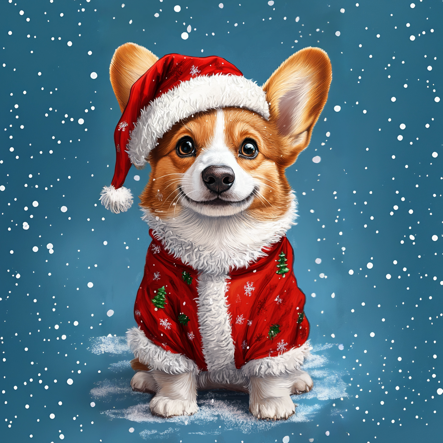 Christmas Jacket Corgi Diamond Art Kit