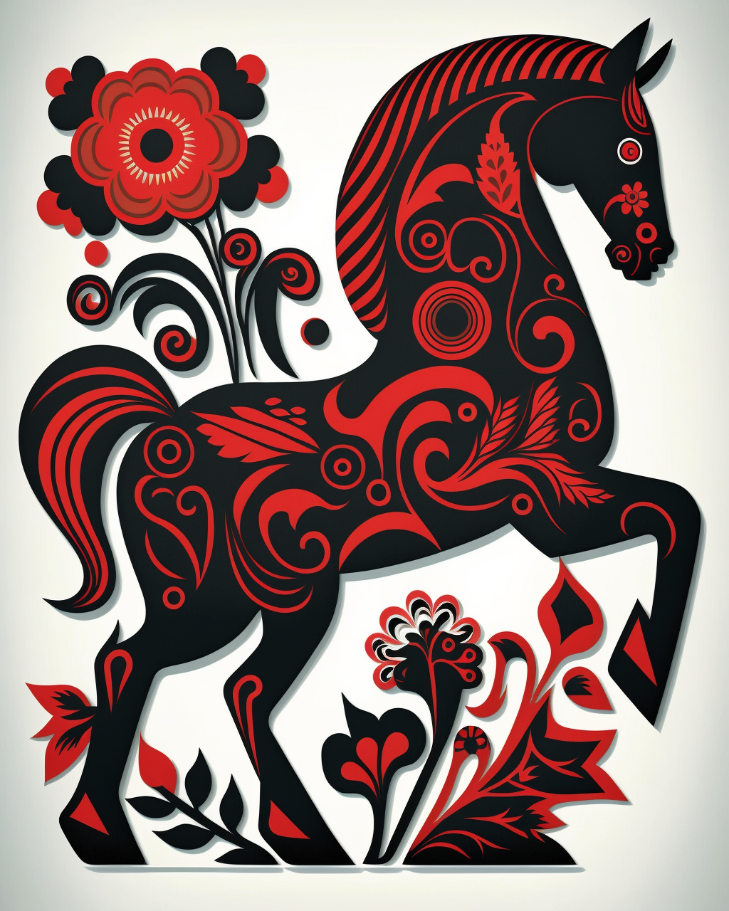Abstract Red Blackhorse Flower Diamond Art Kit