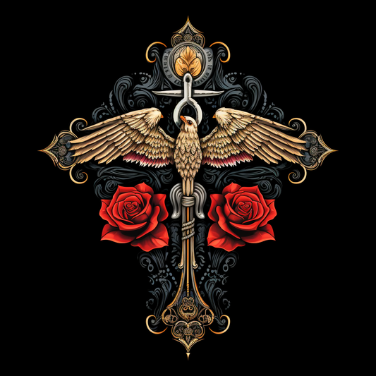 Two Red Rose Bird Cross Diamond Art Kit