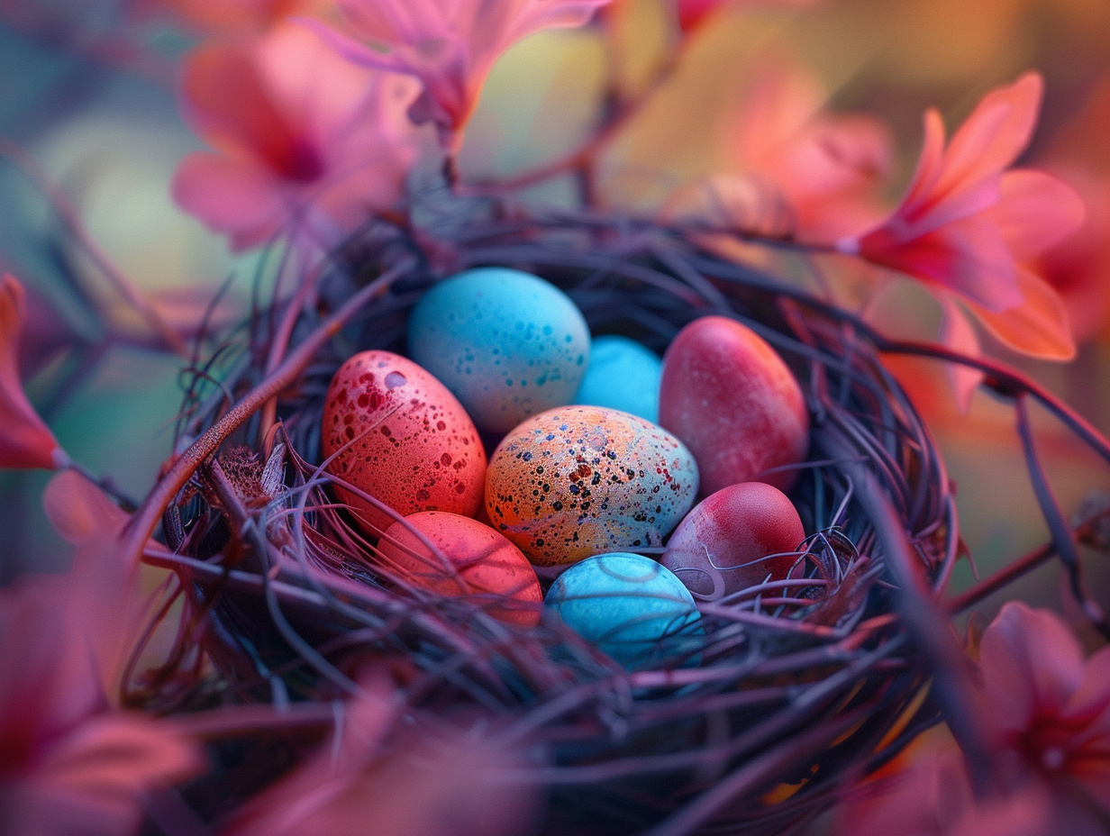 Pink Flower Nest Of Eggs Diamond Art Kit
