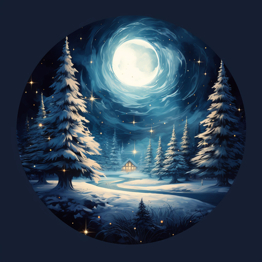 Full Moon Lighted Cabin Diamond Art Kit