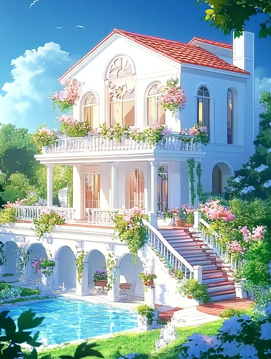 Two Story White Villa Diamond Art Kit