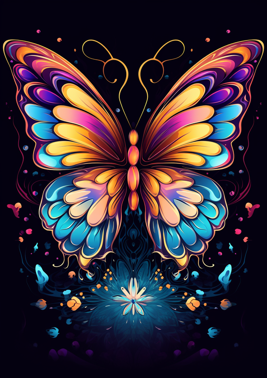 Glowing Flower Abstract Butterfly Diamond Art Kit
