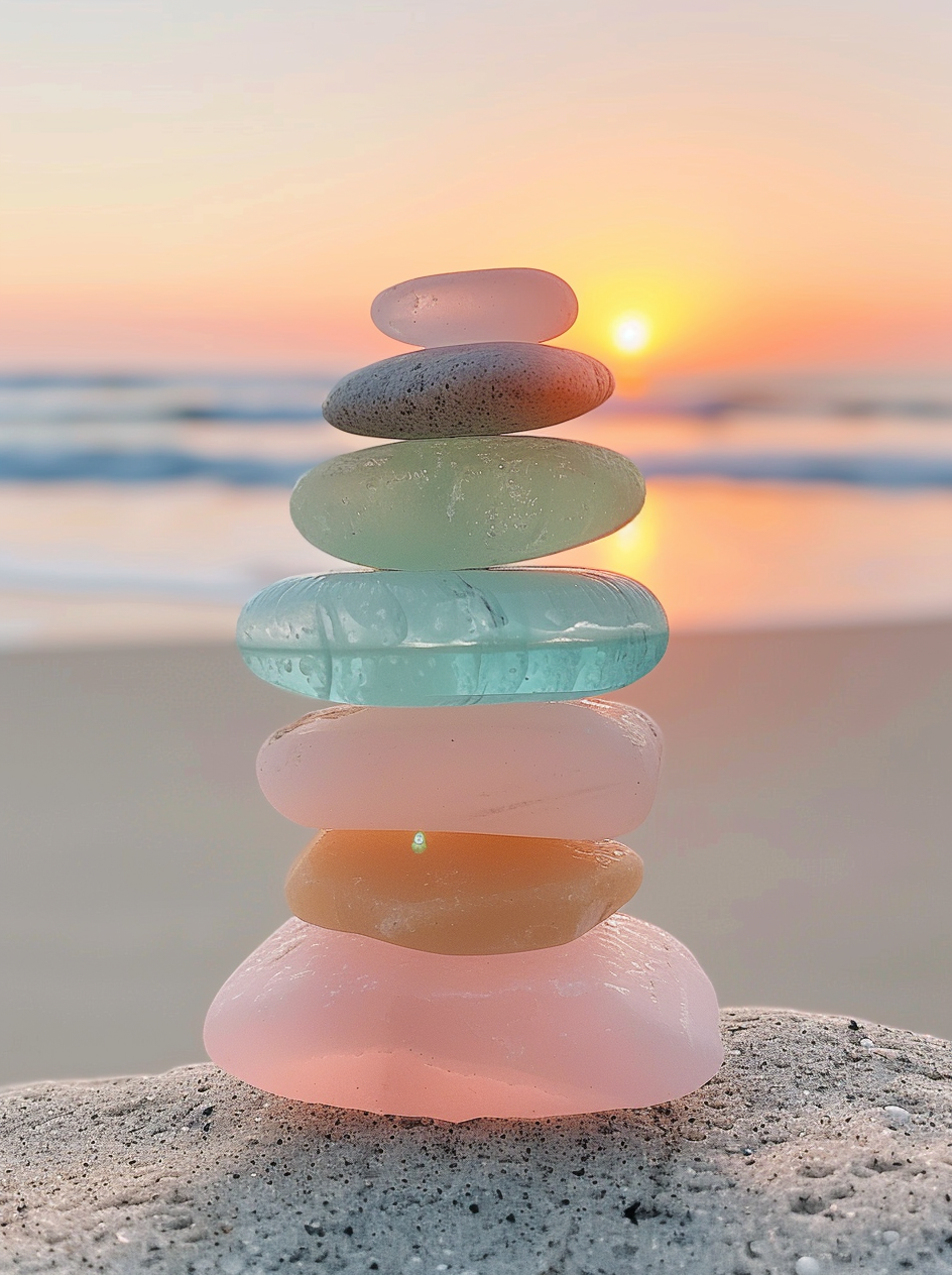 Seaglass Stones At Sunset Diamond Art Kit